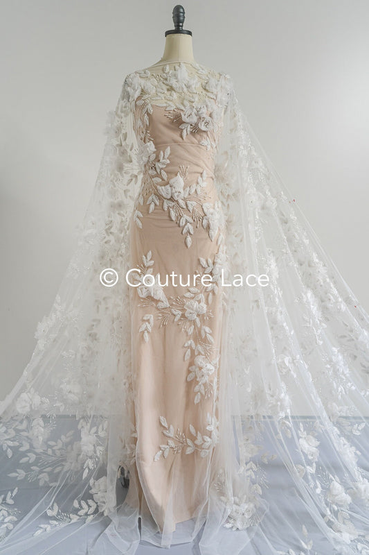 Perlen Spitzenstoff Off-White/ Couture Spitze Stoff/ Braut Spitzenstoff/ Perlenspitze// L23-475