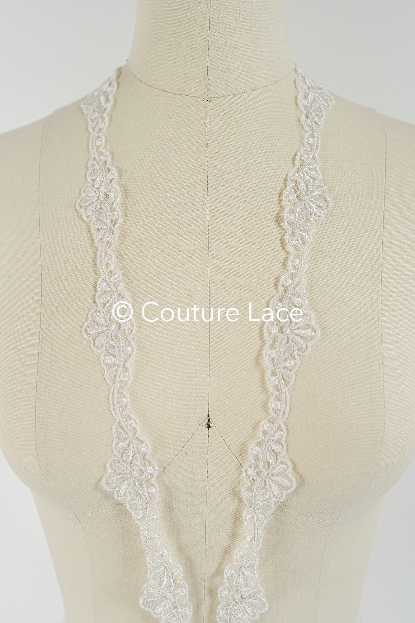 Bridal lace trim with silver thread/ Silver cream lace trim/ Bridal lace trim// T17-029