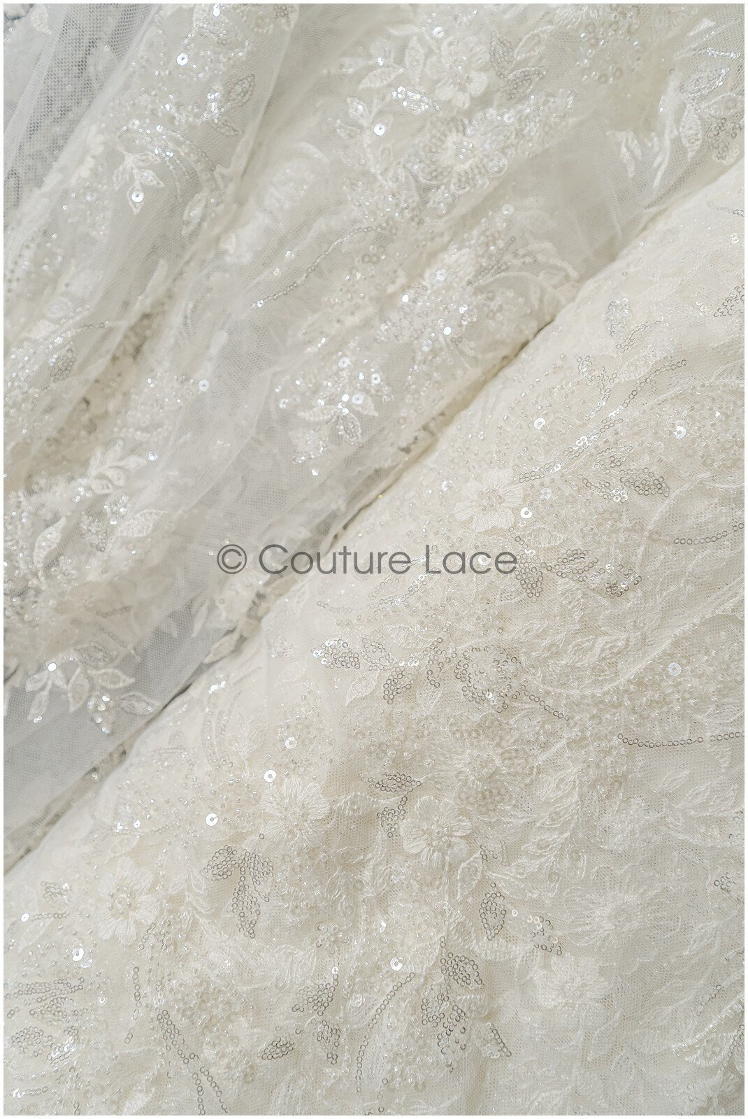 Pearl lace fabric off-white/ bridal lace fabric with pearls// L23-251B