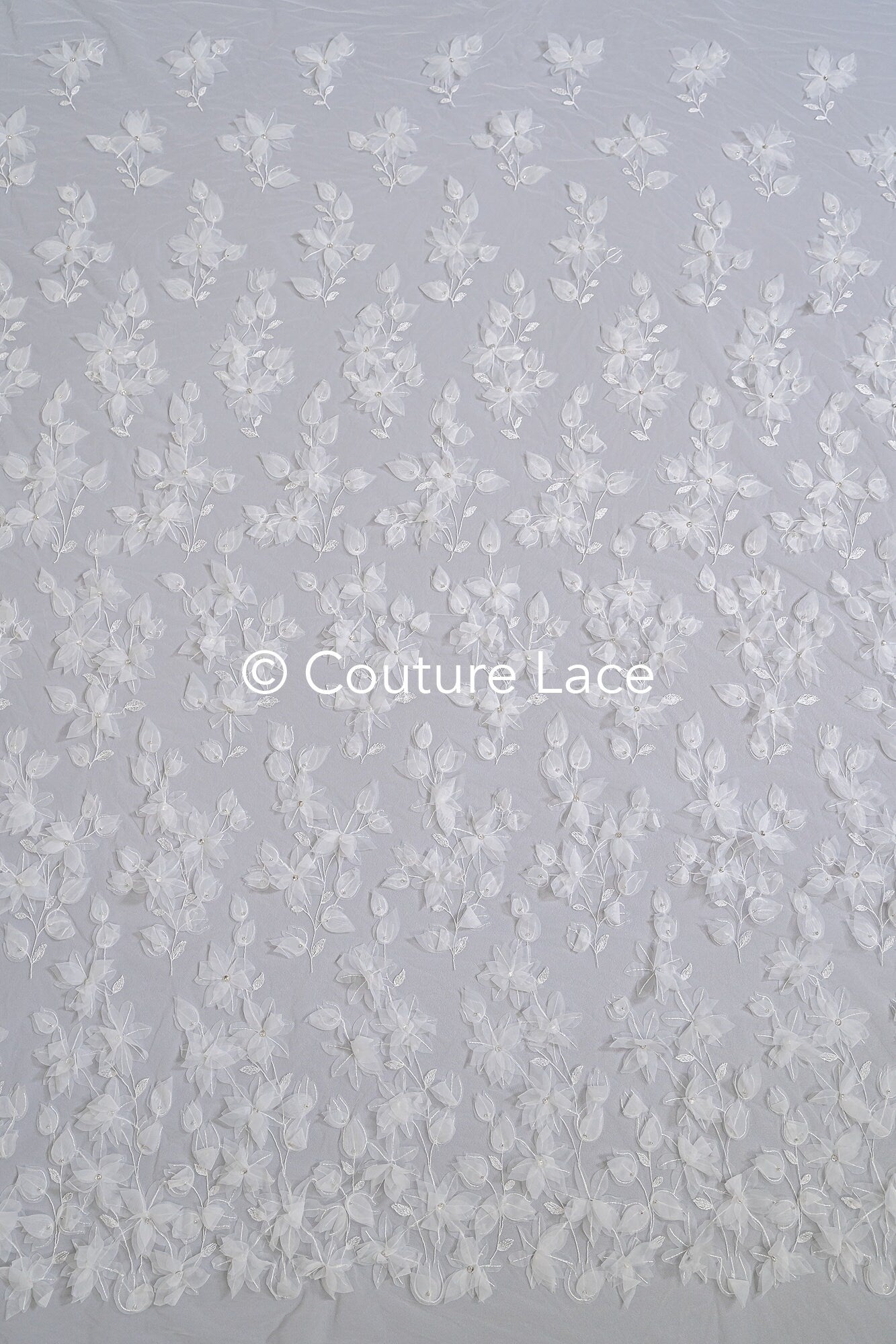 3D Blumen Spitzenstoff Off-White/ Braut Spitzenstoff/ romantische Spitze mit 3D Blumen/ Hochzeit Spitzenstoff// L23-663