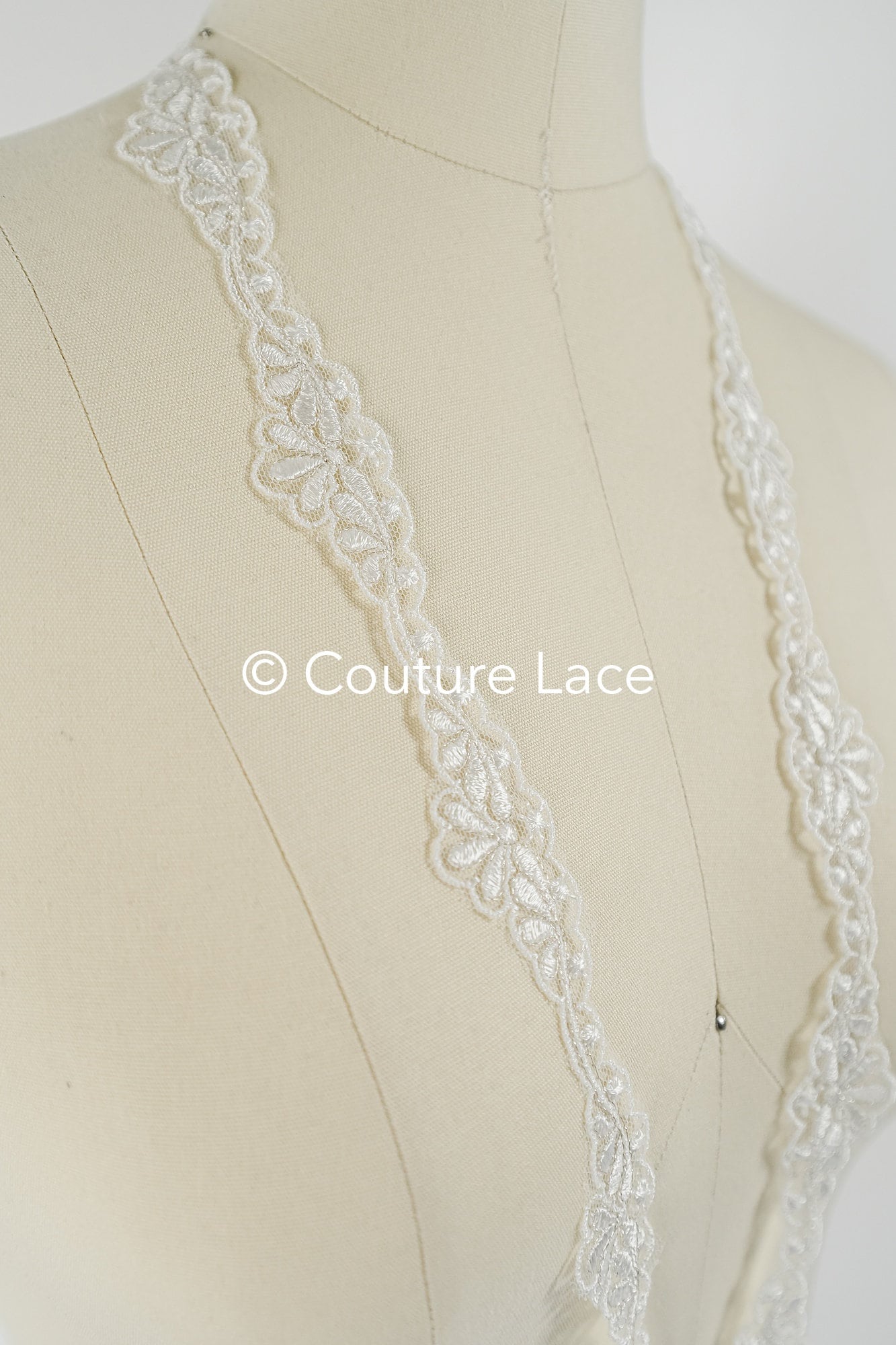 Bridal lace trim with silver thread/ Silver cream lace trim/ Bridal lace trim// T17-029