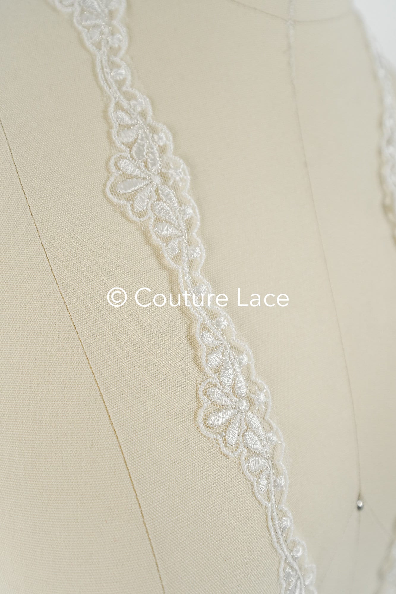 Bridal lace trim with silver thread/ Silver cream lace trim/ Bridal lace trim// T17-029