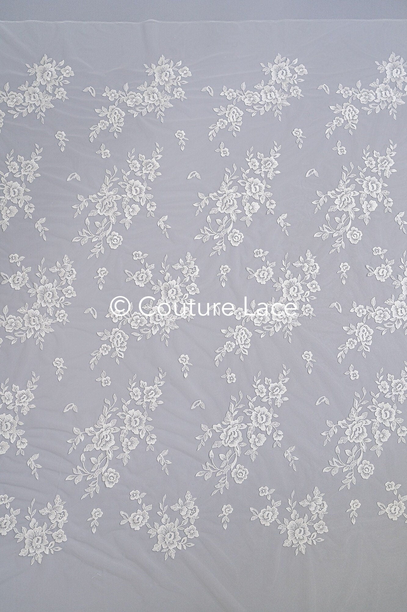 Floral bridal lace off-white/ bridal lace fabric/ floral wedding lace/ couture lace// L23-658