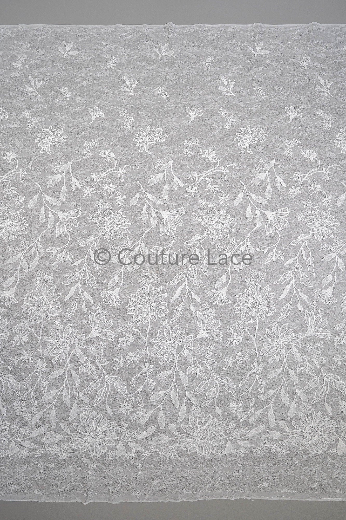 Floral bridal lace off-white/ bridal lace with flowers/ floral wedding lace/ couture lace// L23-580