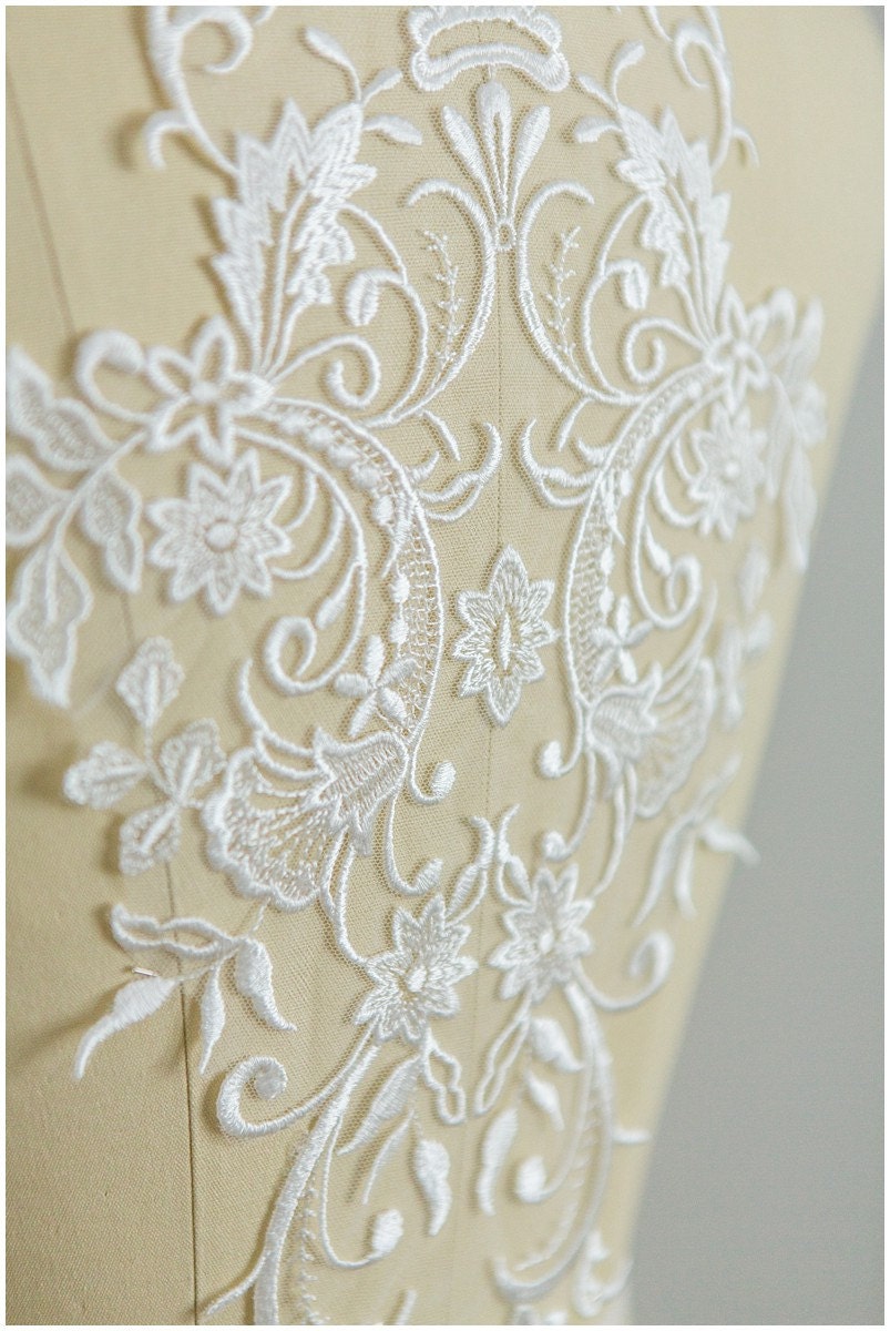 Flower Applique, Lace Flower, Illusion Back Lace Applique, Lace Patch, Wedding Dress Applique, Lace Ornament, Large Applique // A17-025