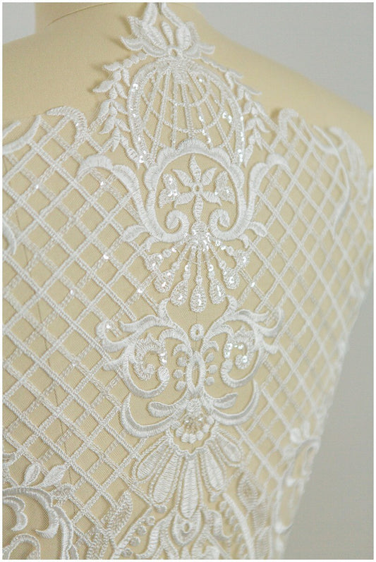 GROßER Pailletten-Spitzenaufnäher, Blumenapplikation, Spitzenapplikation, Große Spitzenapplikation, Spitzenblume, Hochzeitskleid Applikation// A17-035