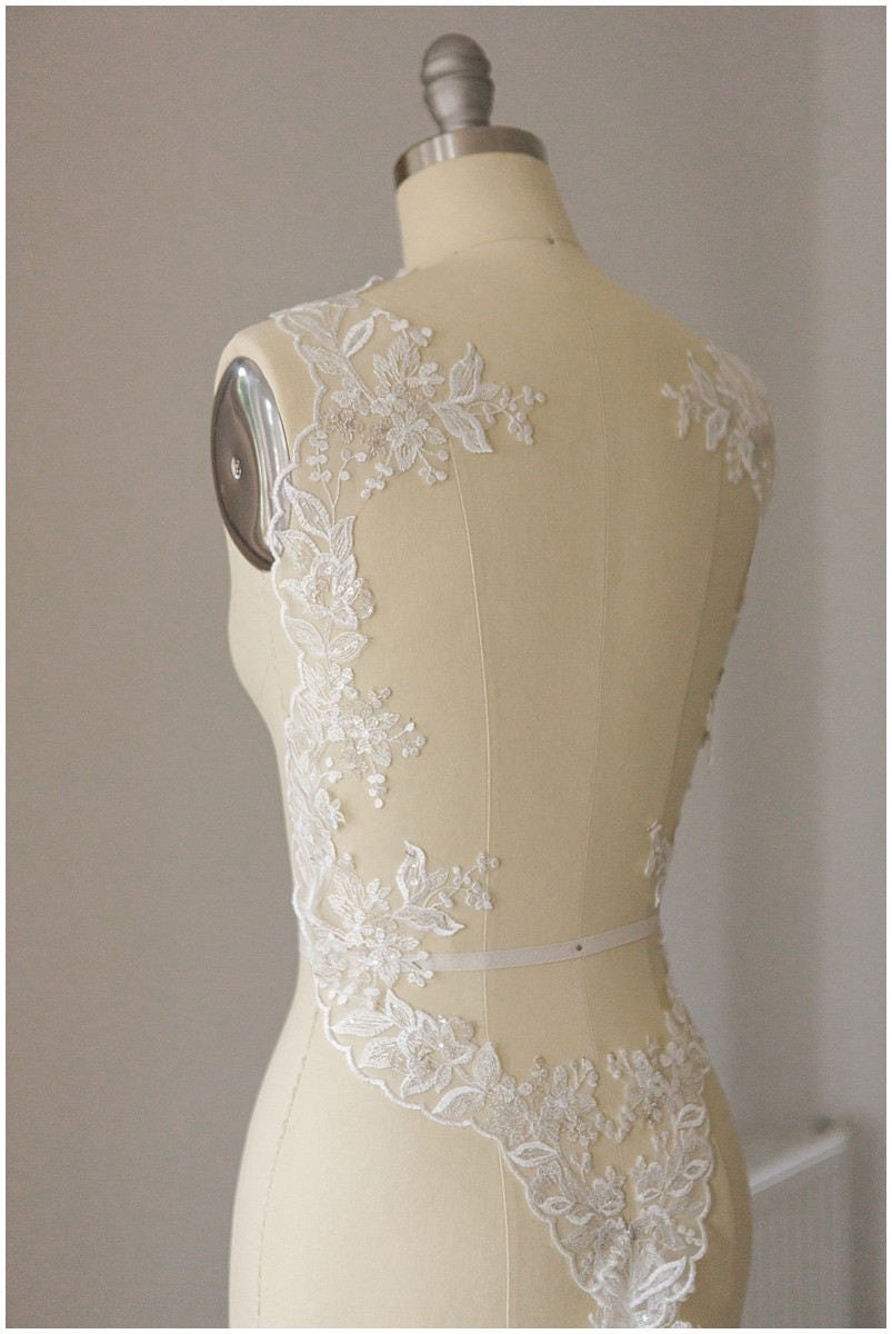 2x 1 yds mirrored silver & OFF-White lace trim/ bridal lace/ lace embroidery// T17-016