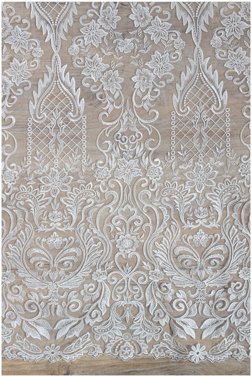 Schwere bestickte Brautspitze/ Hochzeitsspitze Off-White/ Braut Spitzenstoff// L17-046
