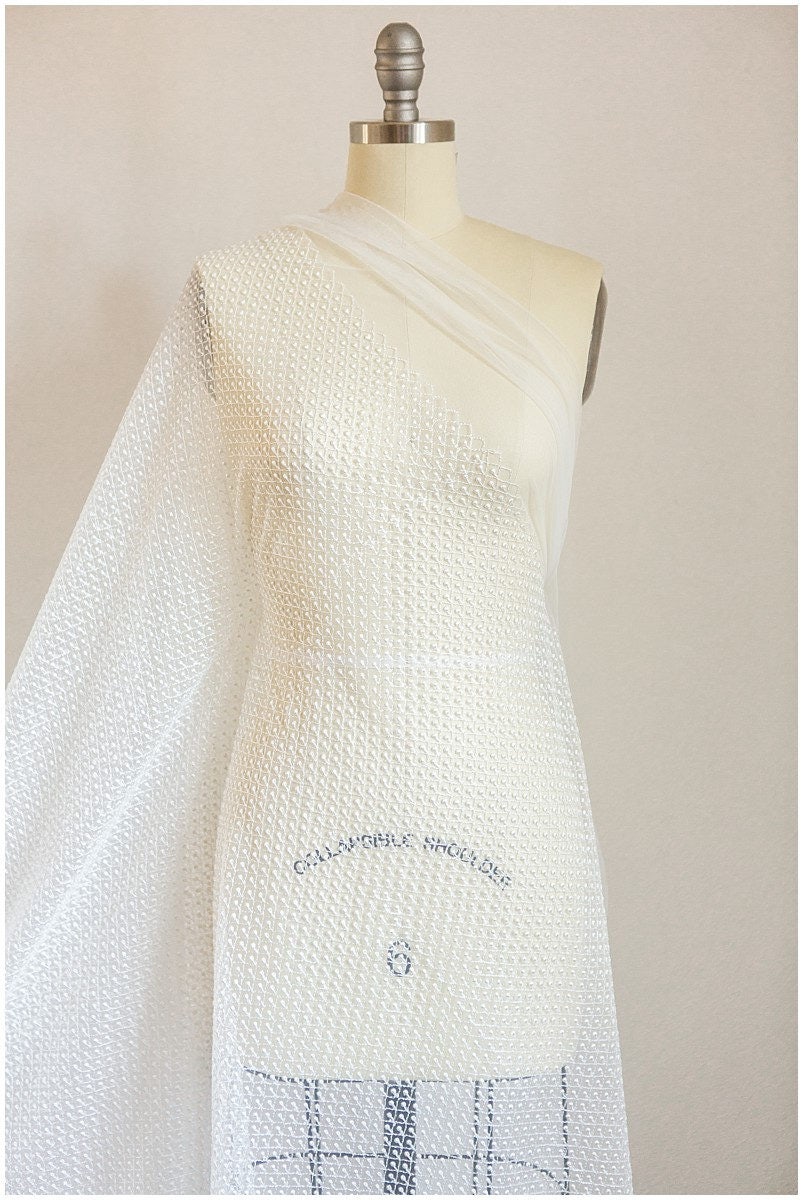 Netzspitze Stoff mit Punkten/ Netzmuster Spitze Off-White/ weiche Brautspitze// L17-064