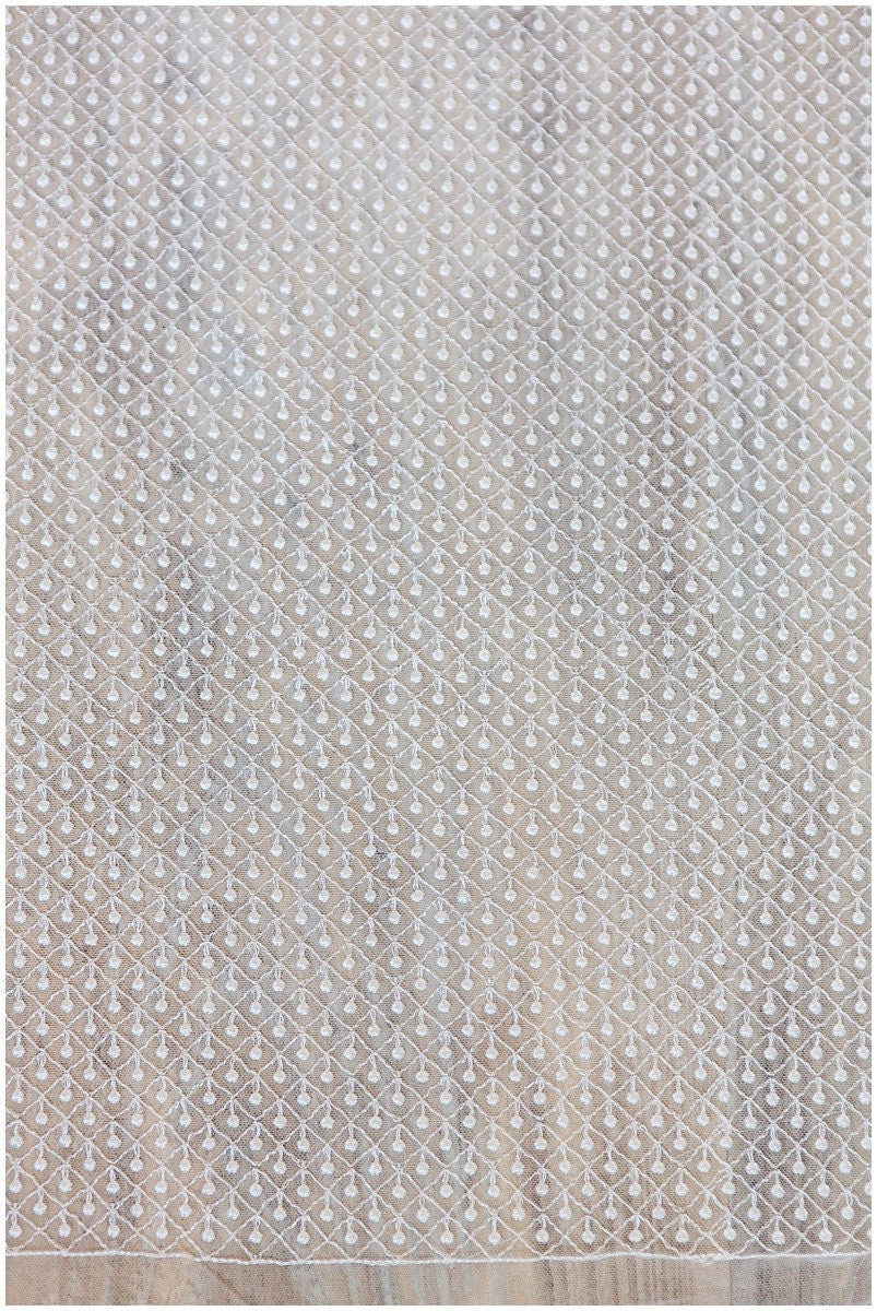 Netzspitze Stoff mit Punkten/ Netzmuster Spitze Off-White/ weiche Brautspitze// L17-064