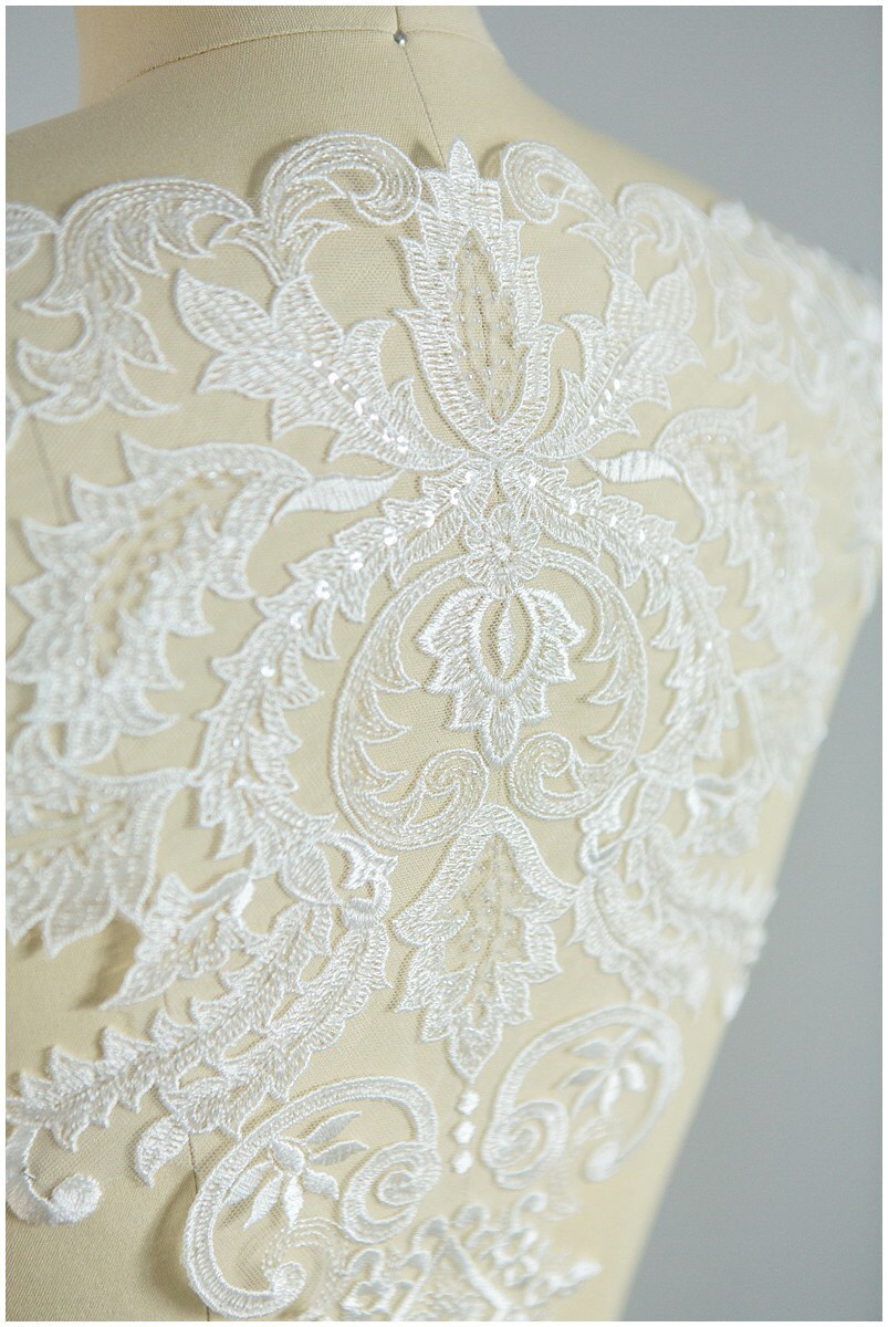 GROßE Perlen-Spitzenapplikation zum Beispiel in Galia Lahav verwendet, Hochzeitskleid Applikation, Ornament Spitze Blume, Braut Applikation// A17-042