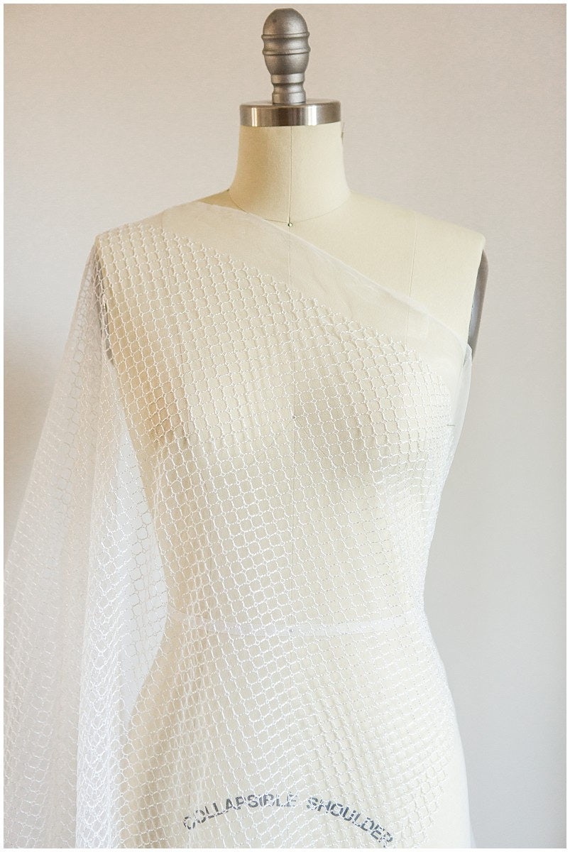 Netzmuster Spitze Off-White/ weicher Braut Spitzenstoff/ verkaufter Großaufbesatz// L17-065