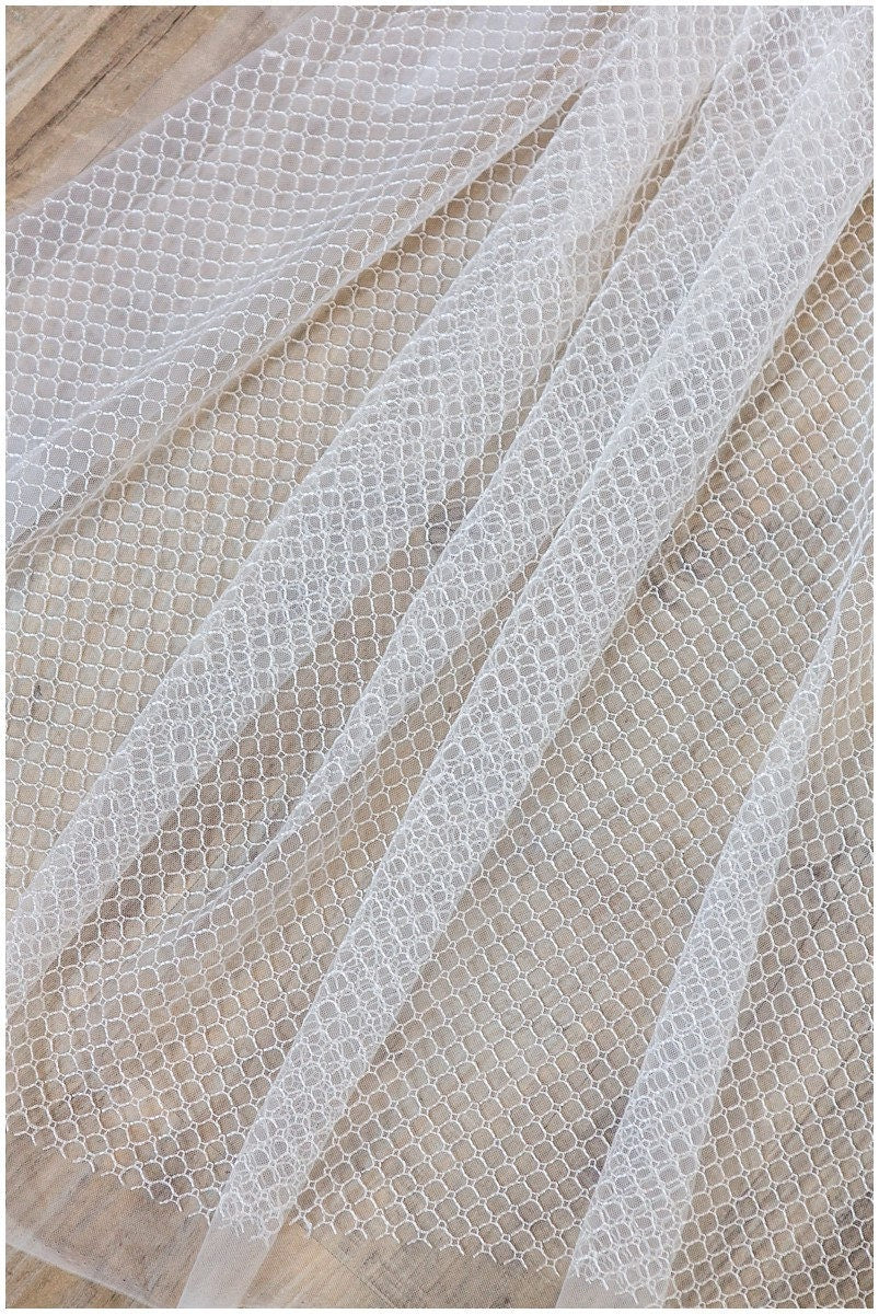 Netzmuster Spitze Off-White/ weicher Braut Spitzenstoff/ verkaufter Großaufbesatz// L17-065