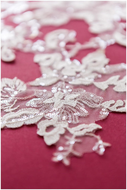 Pailletten Hochzeitskleid Applikation, BAUMWOLLE, Blumen Applikation, Spitzenblumen Aufnäher, Illusion Back Lace, Blumenspitze// A17-026-C