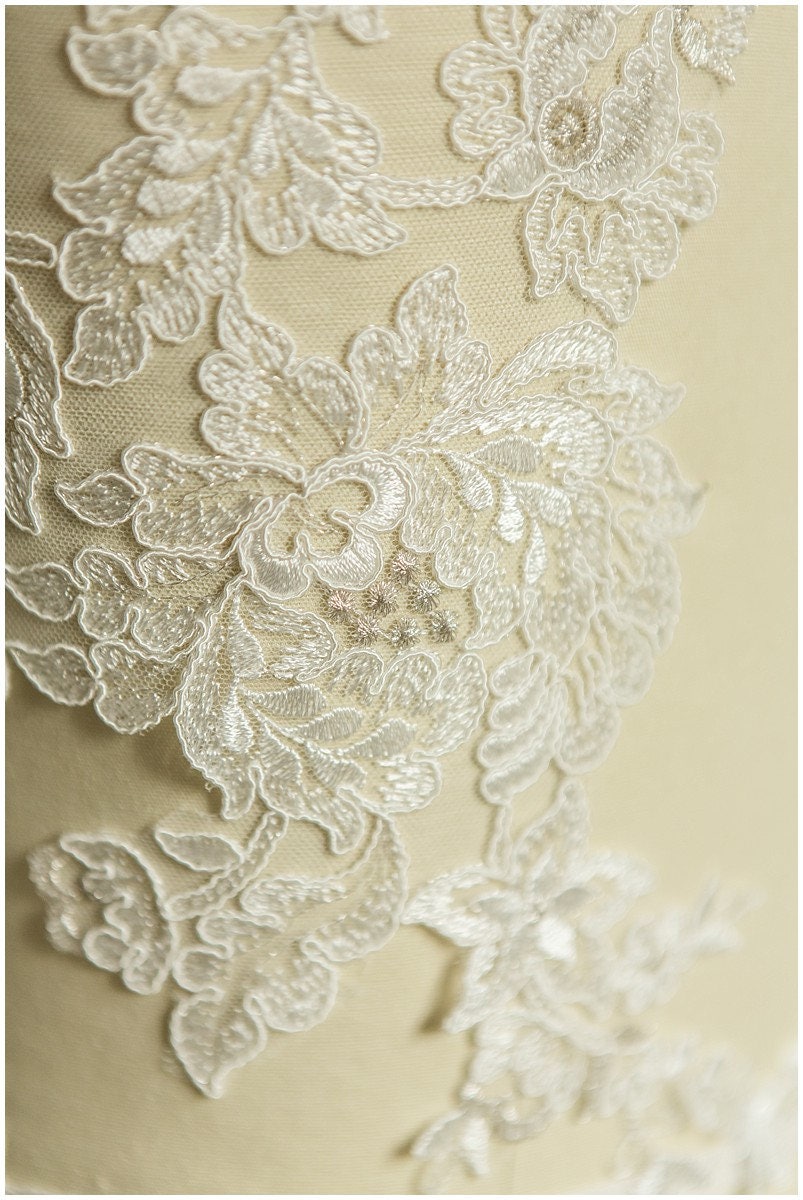 2 PC Spiegel Hochzeitskleid Blume Applikation, Große Spitzen Applikation, große Spitze Blume, Illusion Back Lace, Laceflowe Patch// A17-053