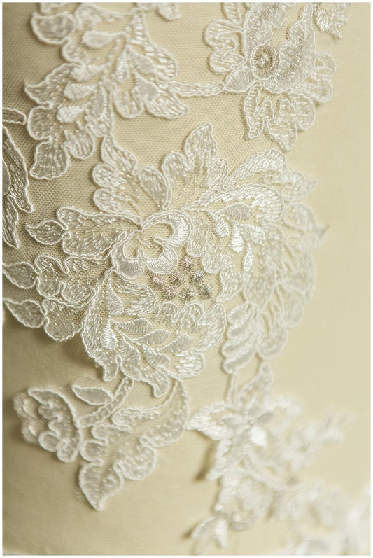 2 PC Spiegel Hochzeitskleid Blume Applikation, Große Spitzen Applikation, große Spitze Blume, Illusion Back Lace, Laceflowe Patch// A17-053