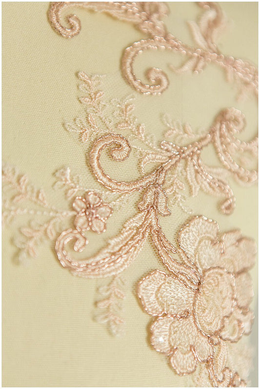 A17-091 / 2x ROSÉ GOLD gespiegelte Spitzenblume Applikation, Spitzenblume, Hochzeitskleid Spitze, Spitzenaufnäher, Brautkleid Applikation