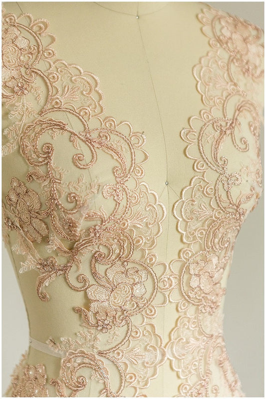 2x 1yds gespiegelte ROSÈ GOLD Spitzenborte/ Brautspitze/ Blütenspitz/ Hochzeit Spitze// T17-012