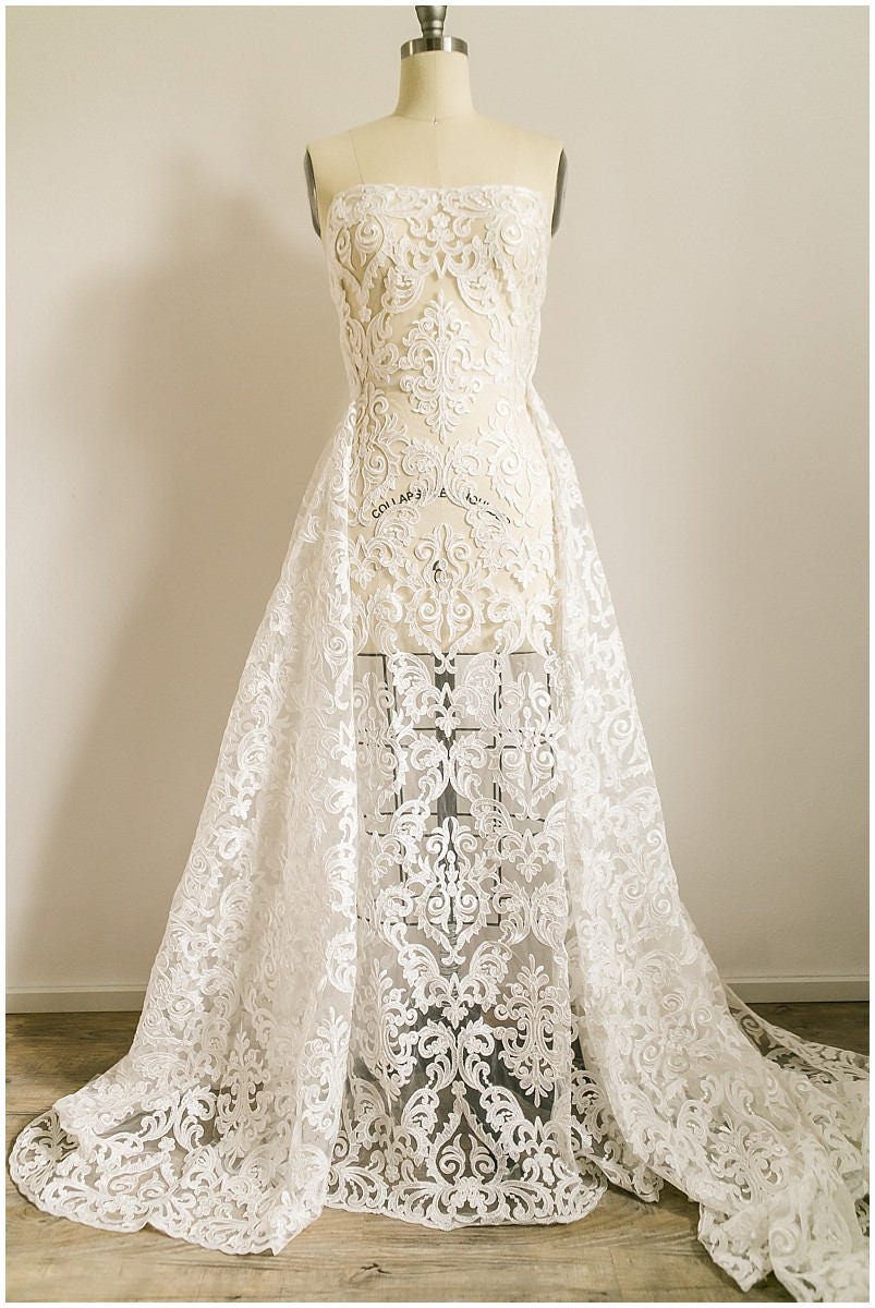 Ornament Hochzeit Spitze, Kordel Ornament Spitze Stoff, Braut Spitze Stoff, Couture Spitze - Alencon Lace Stoff// L17-056