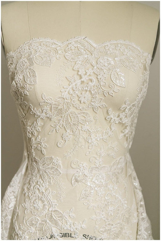 4yds / 3,7 Meter Brautblüten Spitzenstoff mit Pailletten, Hochzeitsspitze, Florale Spitze mit Pailletten, Alencon Spitzenstoff, Schleierspitze// L17-004