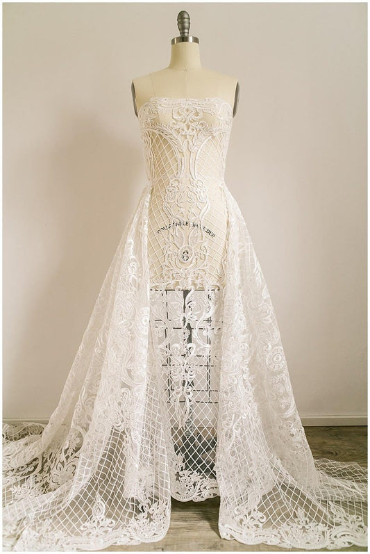 2.2 yds / 2 Meter Ornament Hochzeitsspitze mit Netzelementen, Kordel Ornament Spitzenstoff, BrautSpitze Stoff, Pailletten Spitzenstoff, Alencon Spitze// L17-024