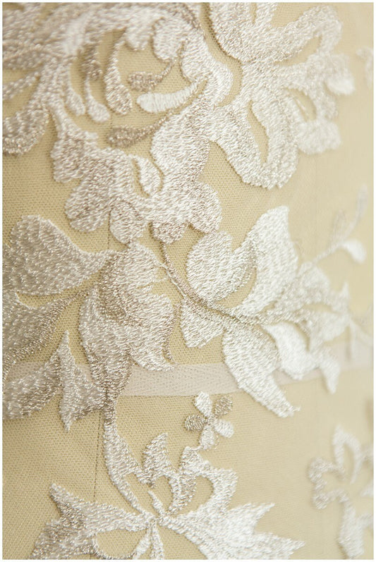 PAIRE (2pcs) Grande applique de fleur de dentelle, fleurs de dentelle miroir ivoire-argent, patch de dentelle, fleur de dentelle de robe de mariée, applique nuptiale//A17-045