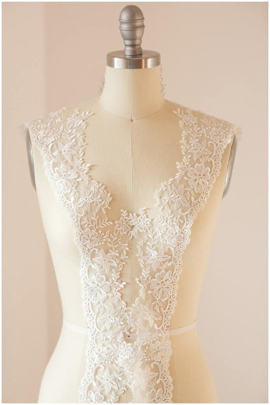 Garniture en dentelle florale très douce/garniture en dentelle brodée/garniture nuptiale/garniture en dentelle florale// T17-032