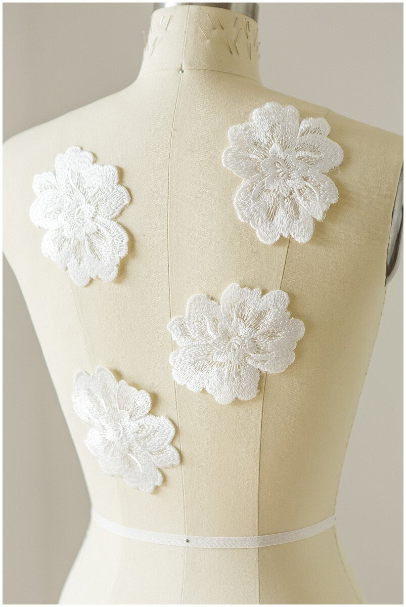 6pcs. 3D lace flowers for sewing/ 3D flower lace applique/ lace flowers/ wedding dress lace applique// A17-117