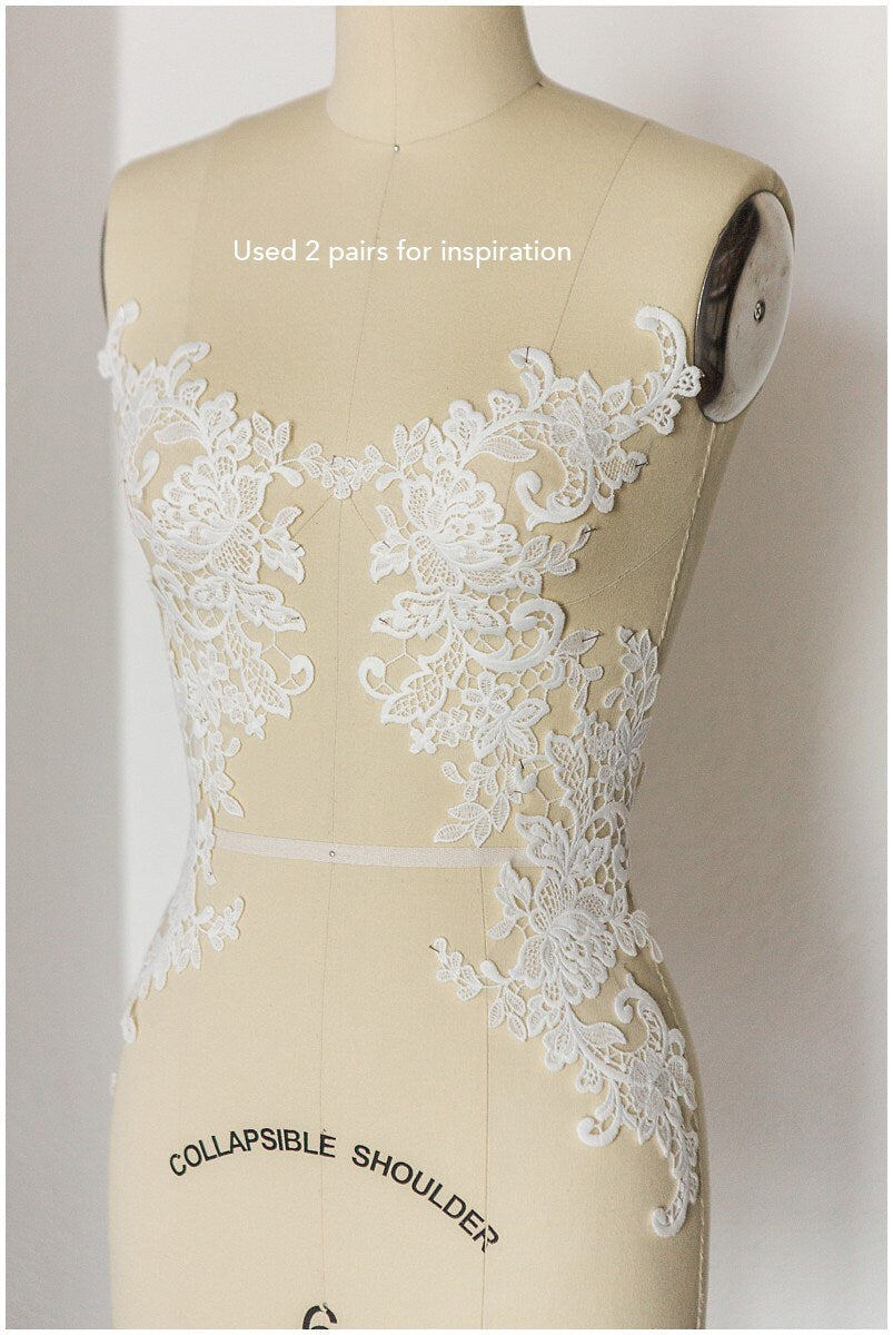 Flower applique, lace flower applique, lace flower applique, flower applique, wedding dress lace applique, lace flower applique// A17-137