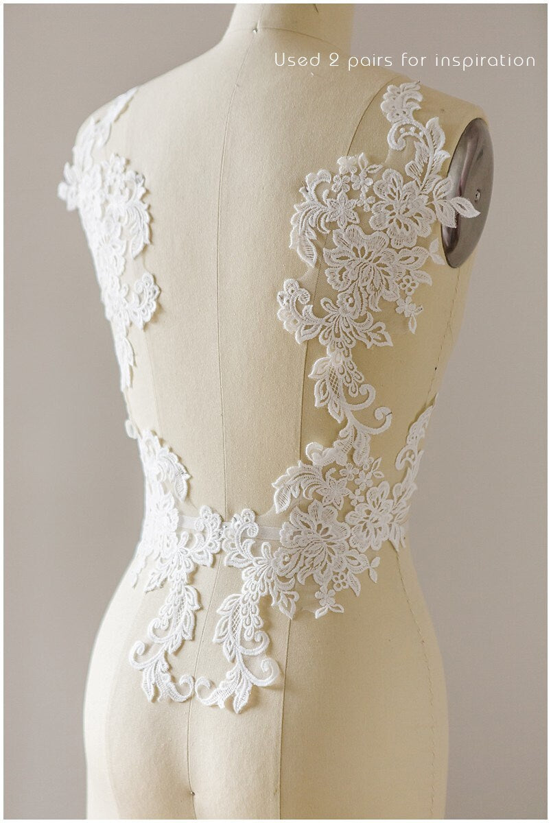 Spitzenaufnäher für Brautkleider, Spitzenaufnäher Stickerei, Blumenapplikation, Spitzenblume, Hochzeitskleid Spitze, Hochzeitskleid Spitzenapplikation// A17-126