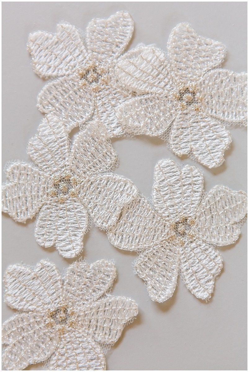 10pcs 3D lace flowers for sewing/ 3D flower lace applique/ 3D lace flower for wedding dress/ bridal applique// A17-103