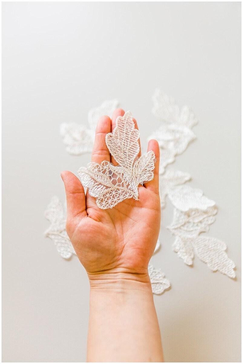 20pcs. lace leaf applique/ 3D flower lace applique/ wedding dress lace applique/ bridal lace// A17-106-1