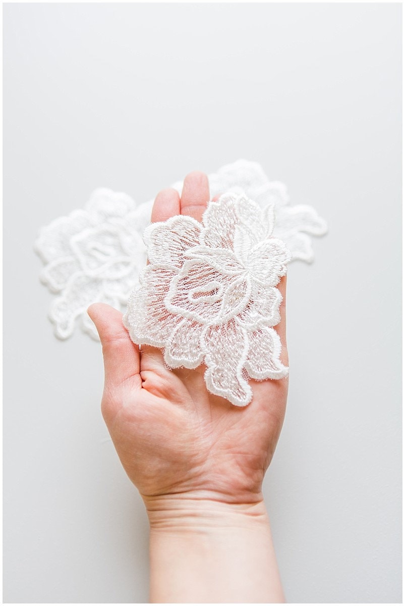 6pcs 3D flower lace applique/ 3D lace flowers/ wedding dress lace applique/ bridal 3D applique// A17-116