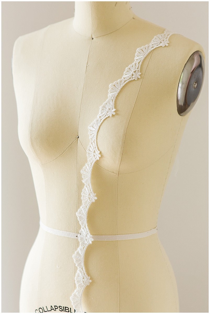 Off-white lace trim with sequins/ veil lace trim/ bridal lace trim/ soft embroidered lace/ elegant bridal lace// T17-052