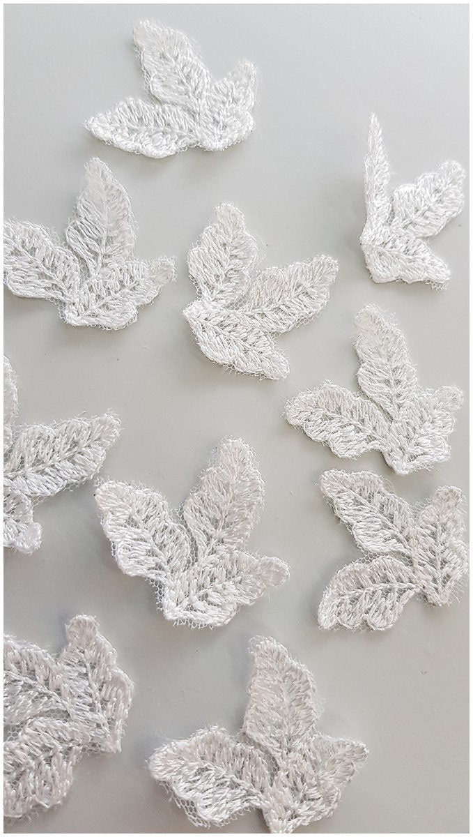 30pcs 3D leaf applique for sewing/ 3D flower applique/ wedding dress lace applique/ bridal lace// A17-168-1