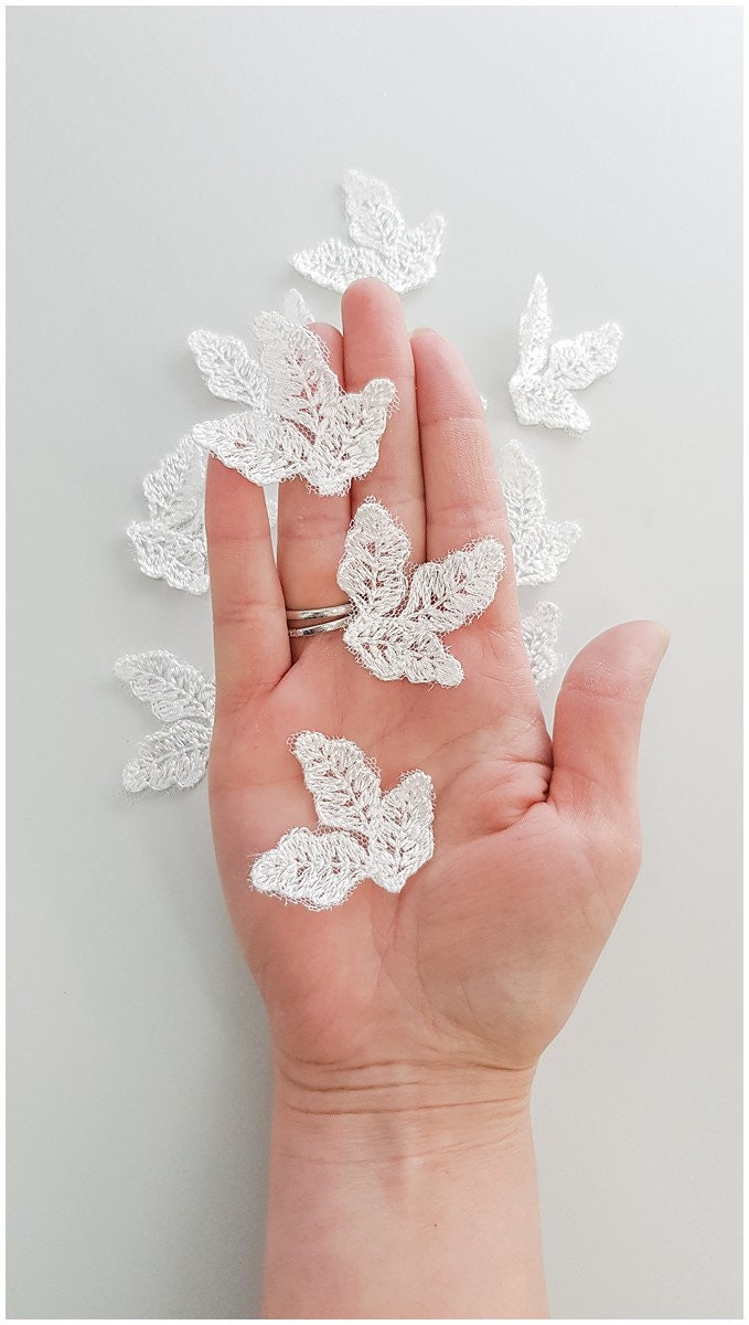 30pcs 3D leaf applique for sewing/ 3D flower applique/ wedding dress lace applique/ bridal lace// A17-168-1