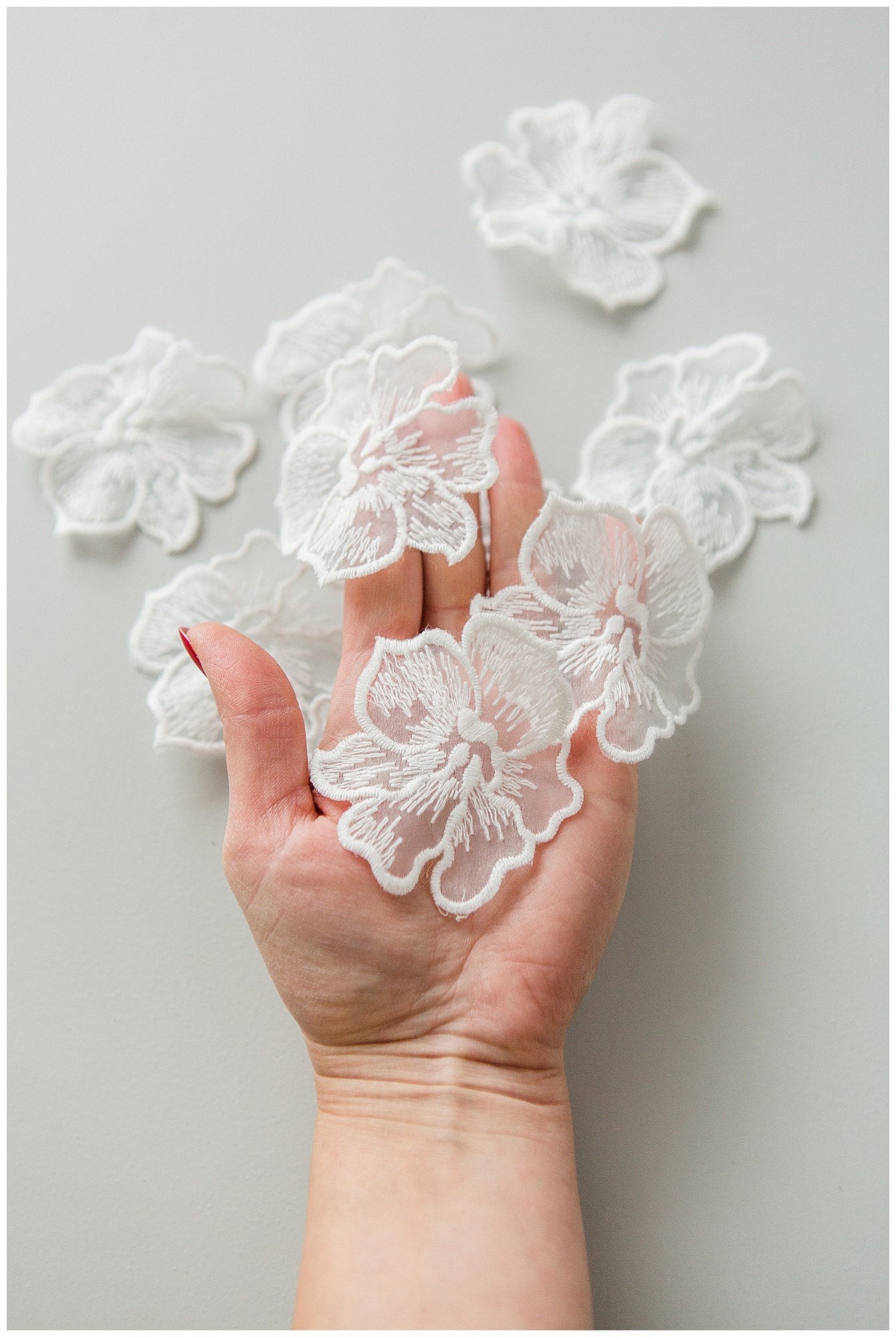 10pcs 3D lace flowers for sewing on/ 3D flower lace applique/ wedding dress lace applique/ bridal lace// A17-160