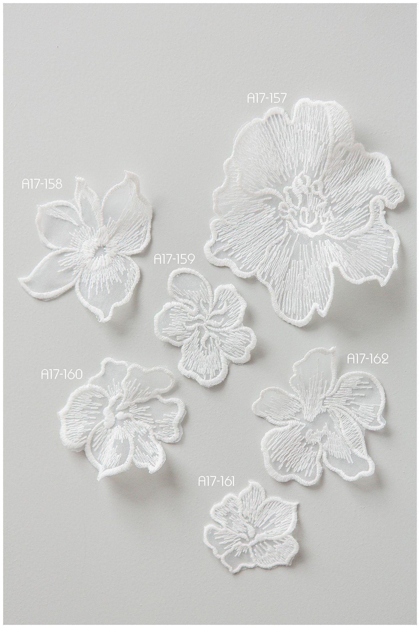 10pcs 3D lace flowers for sewing on/ 3D flower lace applique/ wedding dress lace applique/ bridal lace// A17-160