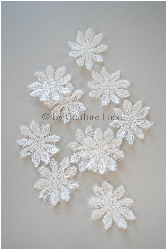 10 pièces. Fleurs de dentelle pour coudre/fleurs 3D applique de dentelle/robe de mariée applique de dentelle/applique de robe de mariée// A19-104/2