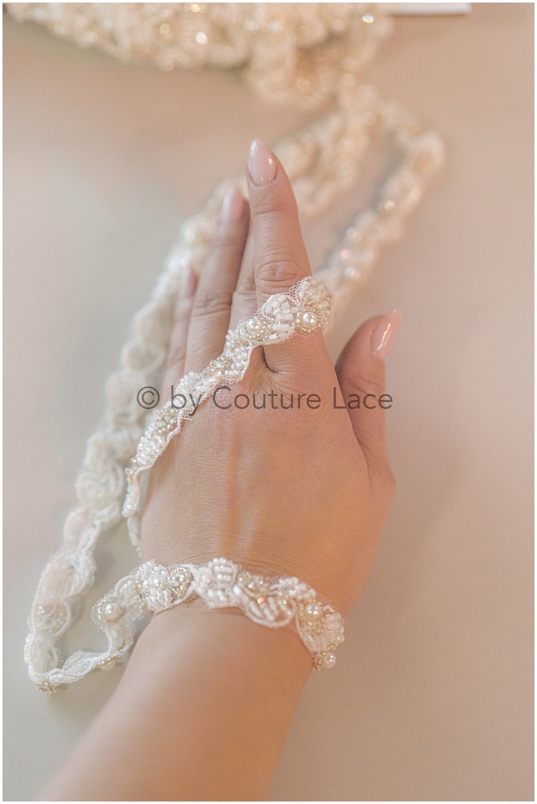Pearl lace trim off-white silver/ pearl embroidered bridal belt pearl embroidered bridal lace// T19-083