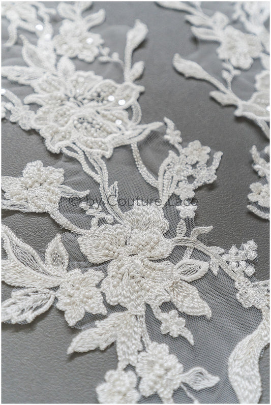 Patch de dentelle de fleur perlée, Applique de fleur, Patch de fleur de dentelle, Applique de dentelle, Applique de dentelle de robe de mariée, Patch de fleur de mariée// A19-187