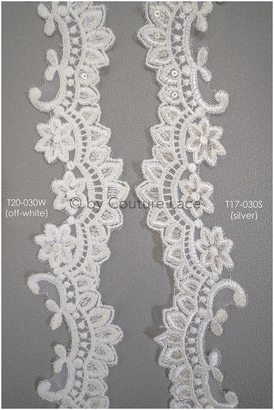 Lace trim off-white/ bridal lace with sequins/ floral veil lace trim/bridal lace// T20-030W