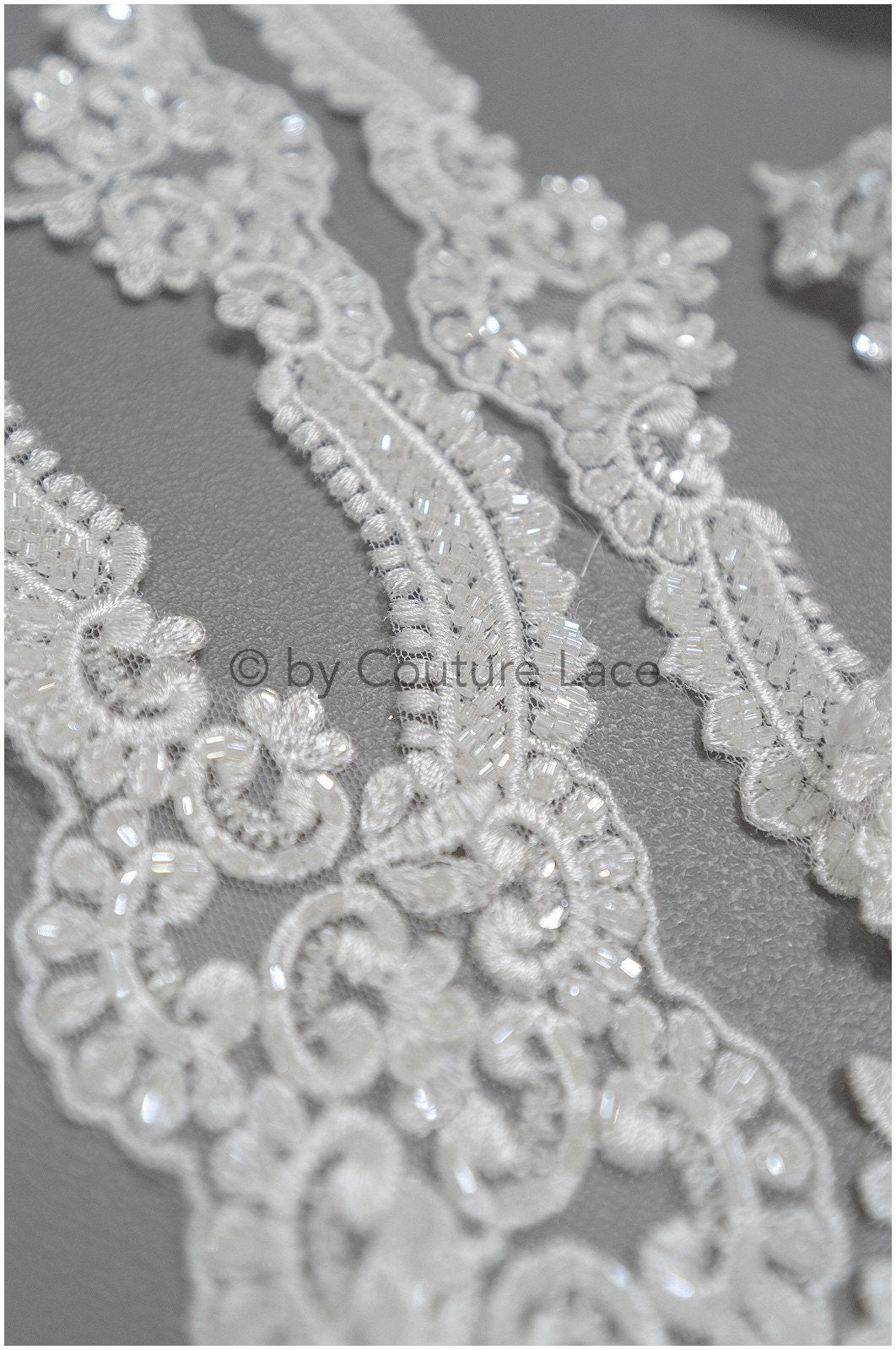Beaded lace trim off-white/ glitter rhinestone trim/ heavy beaded lace trim for wedding dress// T20-088