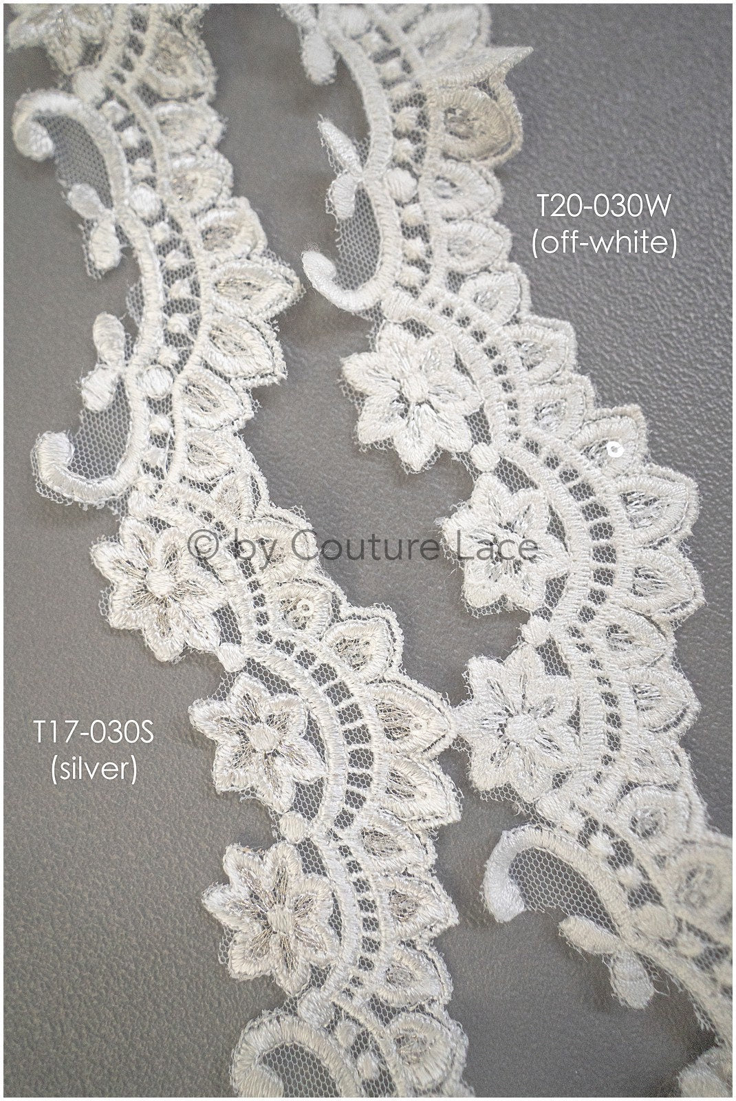 Lace trim off-white/ bridal lace with sequins/ floral veil lace trim/bridal lace// T20-030W