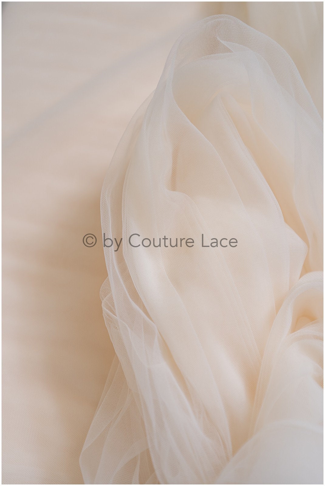 3.1M wide - very soft tulle fabric for bridal veils and wedding dresses/ cream light blush/ veil tulle// R-166-22