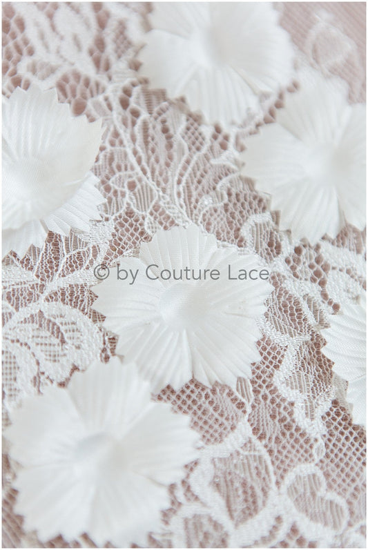 Fleurs 3D pour la couture/ Pétales 3D/ Appliques de fleurs en satin de mariée/ Fleurs en satin 3D pour robe de mariée// A24-399 (FL-005)