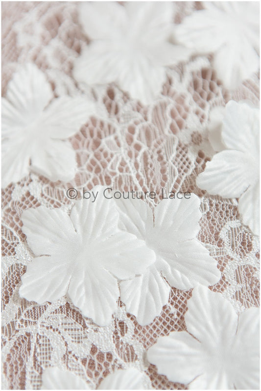 Fleurs 3D pour la couture/ Fleurs 3D/ Appliques de fleurs en satin de mariée/ Fleurs en satin 3D pour robe de mariée// A24-400 (FL-007)