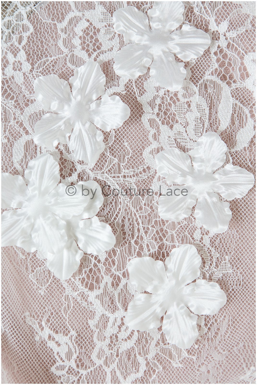 3D flowers for sewing/ 3D petals/ bridal satin flower appliques/ 3D flowers for wedding dress// A24-398 (FL-004)