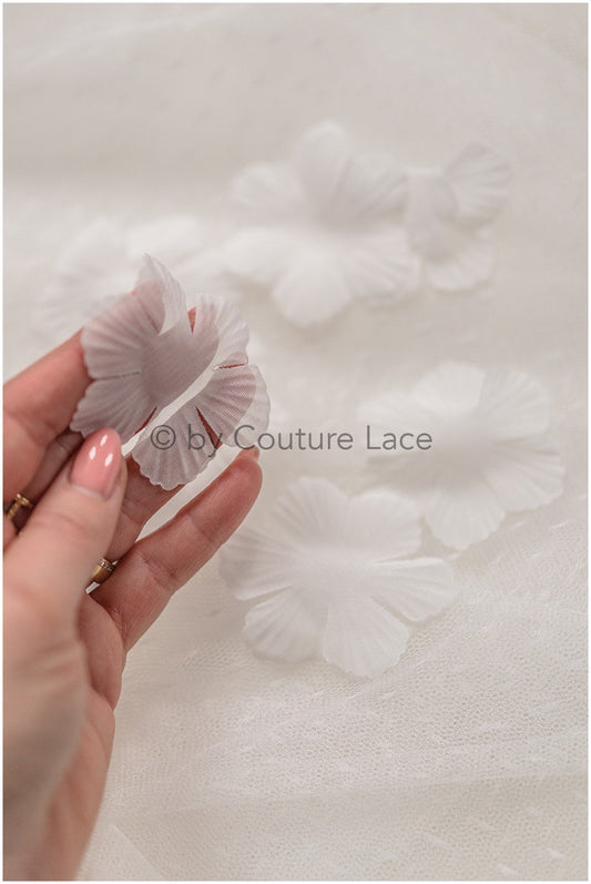 Couture 3D sur fleurs / Pétales 3D / Appliques de fleurs en mousseline de soie de mariée / Fleurs 3D pour robe de mariée / 3g/Pack// A24-406 (FL-017)