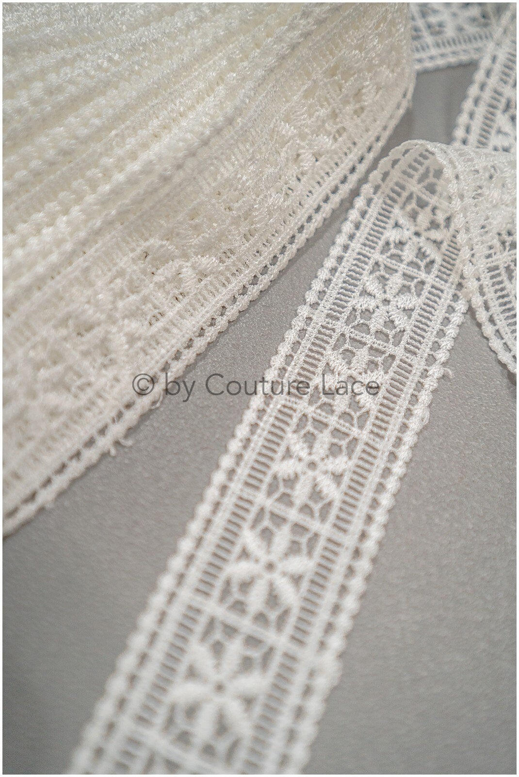 Soft crochet lace trim with geometric pattern/ Off-white guipure lace trim/ Bridal macrame lace trim// T21-128